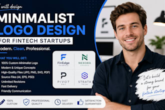 do modern minimalist logo design for fintech startups nd business