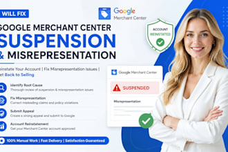 google merchant center suspension and misrepresentation