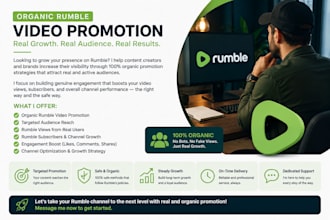 increase rumble views and subscribers, video promotion organically