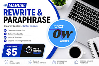 manually rewrite and paraphrase your content professionally