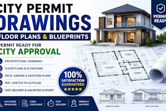create USA permit ready architectural and blueprint drawings for city approval