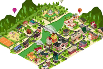 design custom vector map illustration or 3d isometric map