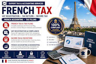 handle french tax, vat registration, tax return, income tax, french accounting