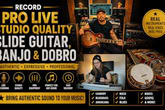 record pro live studio quality slide guitar, banjo and dobro