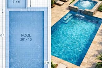 draw swimming pool plan for city permit and construction set