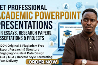 design academic powerpoint presentation, report summaries, scientific postal