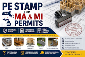 provide pe stamp and structural engineer review for ma and mi permits