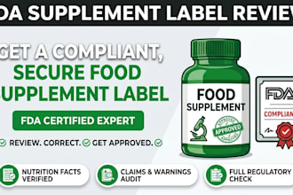 review your food supplement , label for fda compliance