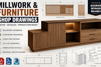 2d 3d woodworking furniture layout, shop drawing for millwork casework drawing