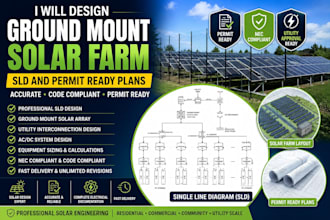 design ground mount solar farm sld and permit ready plans