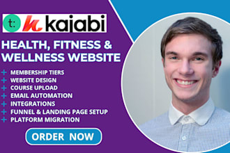 build a health wellness or fitness online course website on teachable or kajabi