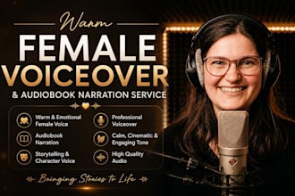 produce a female voice over in a warm voice