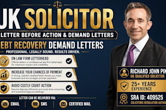 issue UK letter before action, demand letter for debt recovery as a UK solicitor