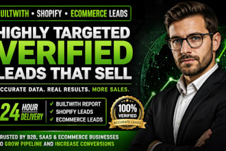 deliver builtwith, builtwith pro, shopify leads adnd ecommerce leads in 24 hours