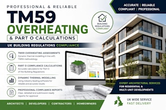 provide tm59 overheating and part o calculations for UK building regulations
