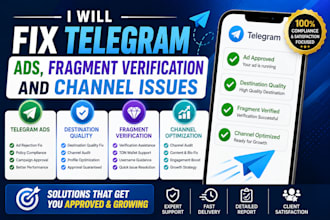 fix telegram ads, fragment verification and channel issues