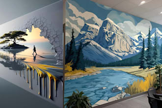 design stunning biophilic nature inspired office wall and restaurant mural art