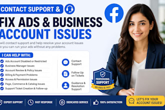 resolve your ads and business account issues with official support
