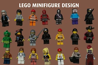 3d lego minifigure design with pad and uv printing, lego decal,sticker,textures