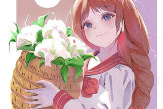 draw high quality anime style character illustration