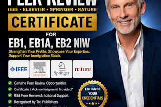 provide genuine peer review certificate from reputable journal for eb1 eb1a eb2