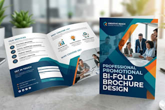 design promotional bi fold brochure design for business marketing
