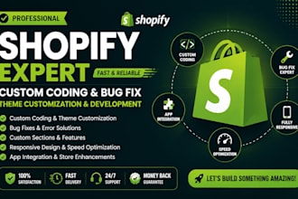 do shopify custom coding, shopify bug fixing and shopify theme customization