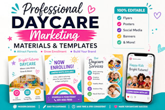 design professional daycare marketing materials , templates