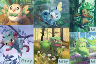 design custom fakemon, pokémon style creatures and pokémon art