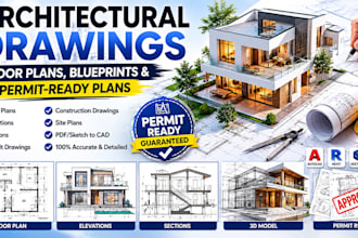 draw architectural drawings, floor plans, blueprints and city permit plans