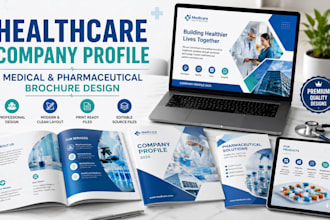 design a clean healthcare company profile and medical pharmaceutical brochure