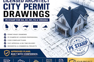 licensed architect city permit drawings for georgia sc nc pa virginia pe stamp