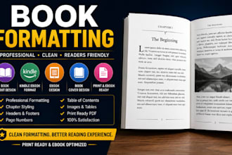 do book formatting book layout design, kindle ebook formatting book cover design