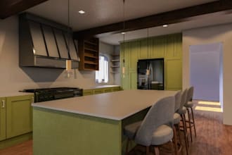 create kitchen cabinet layout and realistic 3d design for remodeling project