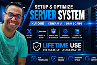 setup and optimize server system, xui one, xtream ui, drm script lifetime use