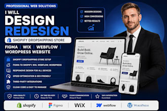 design redesign shopify dropshipping store figma wix webflow wordpress website