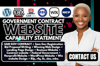create a professional government contractor websiste for sam gov