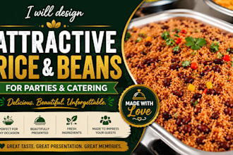 design attractive rice and beans for parties and catering
