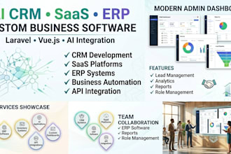 develop ai CRM saas erp and business automation software in laravel