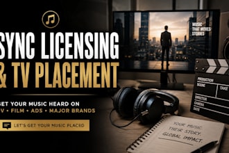 help prepare  your music for sync licensing in TV ads and film placements