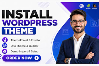 install wordpress theme themeforest envato elements divi builder website