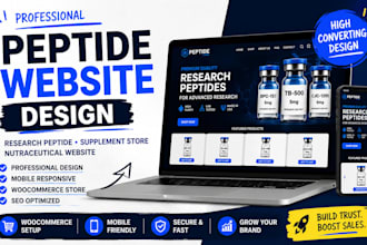 design a peptide website, research peptide website, supplement store
