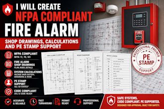 create nfpa compliant fire alarm shop drawings, calculations and pe stamp