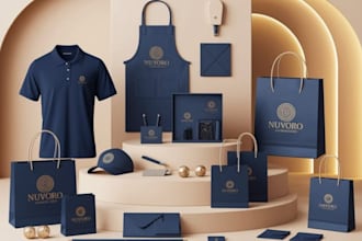 design minimalist busines logo full branding kit  brand guideline brand identity