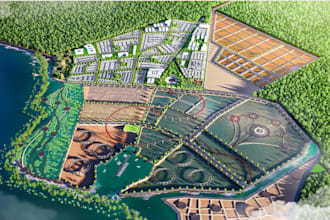 design sustainable aerial urban masterplan smart city eco park site plan render