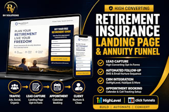 design a retirement insurance landing page and annuity sales funnel