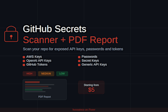 scan your github repo for exposed secrets and deliver a PDF report