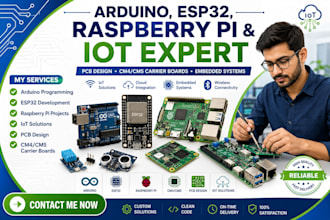 design arduino, esp32, raspberry pi, cm4 cm5 iot projects, pcb, carrier boards