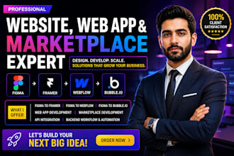 fix figma to webflow framer bubble io api backend workflow website design market