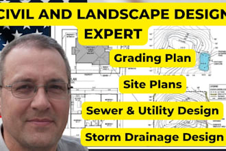 design storm drainage, site plan, grading plan, planting plan, sewer utility